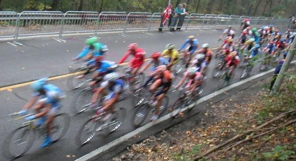 World Cycling Championships in Hamilton Ontario, 2003 - Half a billion people witnessed the world's greatest cyclists amidst fall colours on the Hamilton escarpment on October 12th when nearly 200 riders started the 260km elite men's road race. More than 1,200 riders representing 57 countries came to Hamilton, along with 900 accredited members of the media from 33 countries. This was the first time a Road World Championship has ever been held entirely inside a city centre, and only the third time the event has been held in North America (Montreal in 1974 and Colorado Springs in 1986).